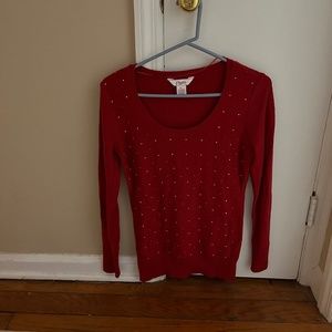 Red sweater with tiny rhinestones